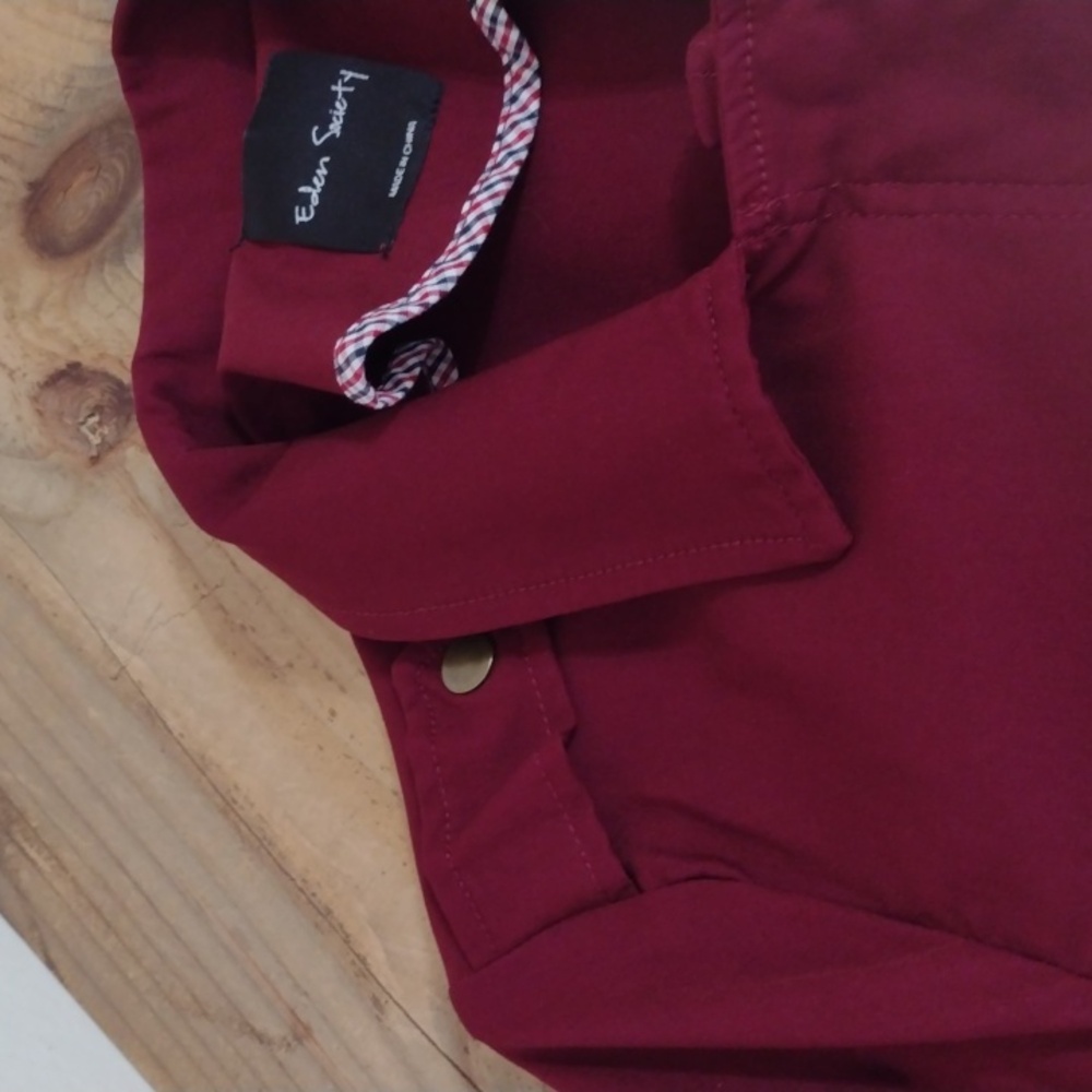 Eden Society Burgundy Full Front Zip Utility Jacket Size S - Picture 11 of 12